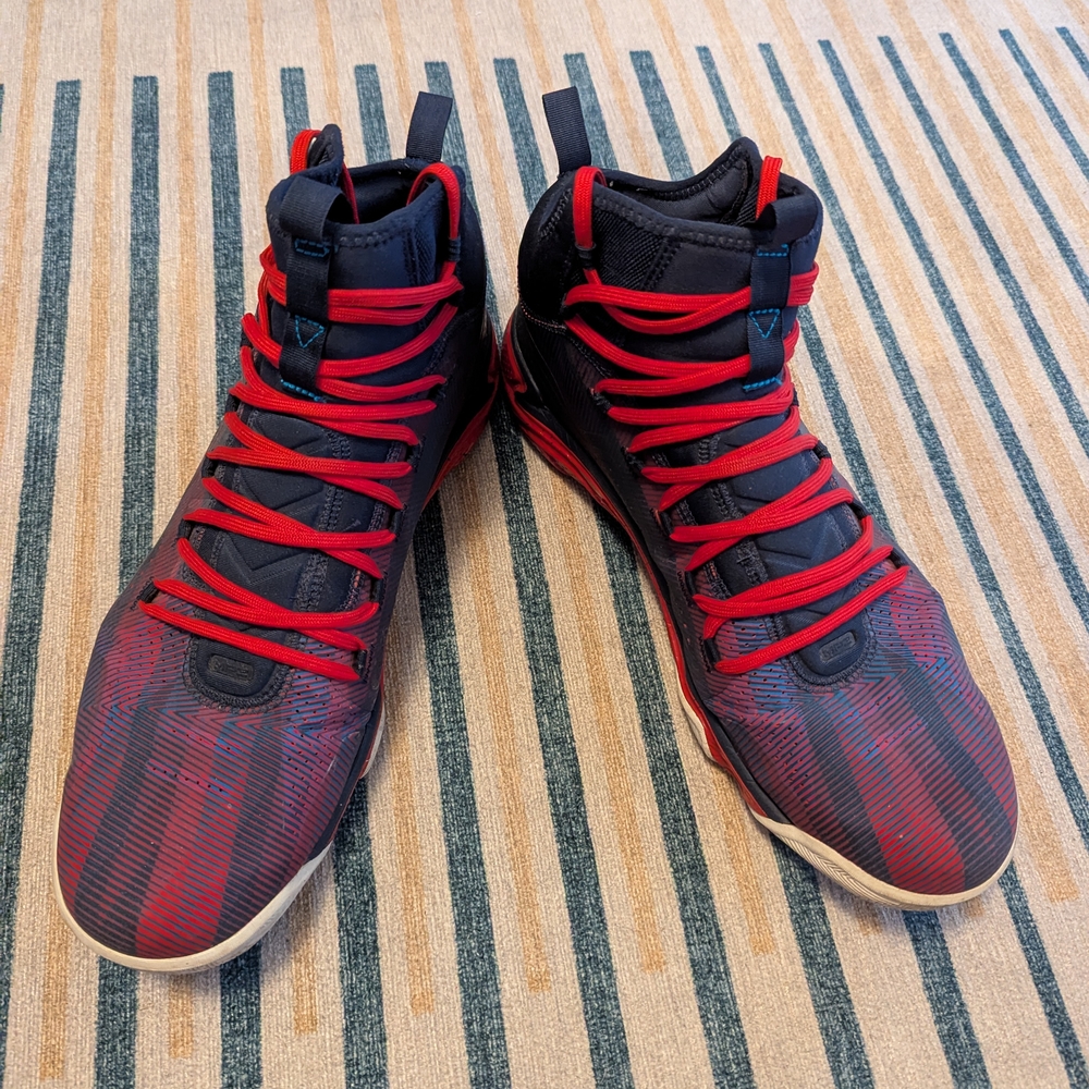 Under Armour Men's Navy and Red High-Top Sneakers - Picture 8 of 10